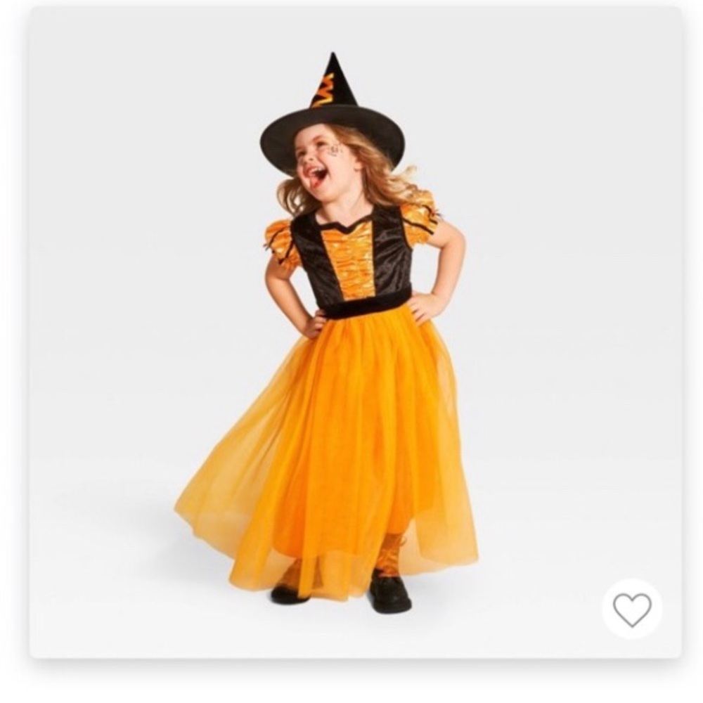 Toddler Orange Witch Costume w/black hat
